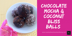 chocolate mocha and coconut bliss balls