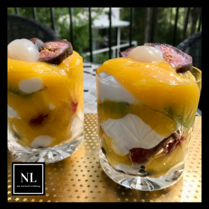 tropical fruit and yogurt pots